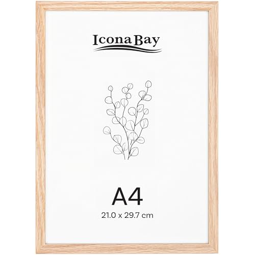Icona Bay – Echtholz-Bilderrahmen – A4 – 21 x 29,7 cm – Natureiche – Moderner Stil – Tisch- oder Wandmontage – Wood Collection von Icona Bay