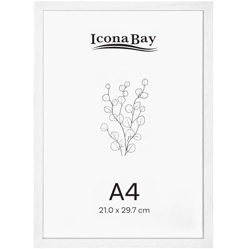 Icona Bay – Echtholz-Bilderrahmen – A4 – 21 x 29,7 cm – Winterweiß – Moderner Stil – Tisch- oder Wandmontage – Wood Collection von Icona Bay