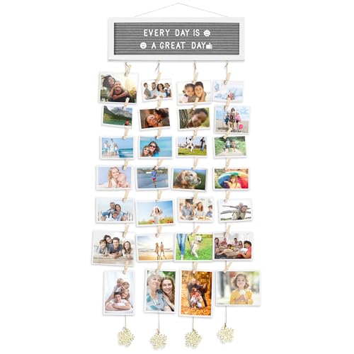 Icona Bay Picture Frames Collage Wall Decor Hanging Photo Display Frame Felt Letter Board with 340 Letters and 30 Clips - Black von Icona Bay