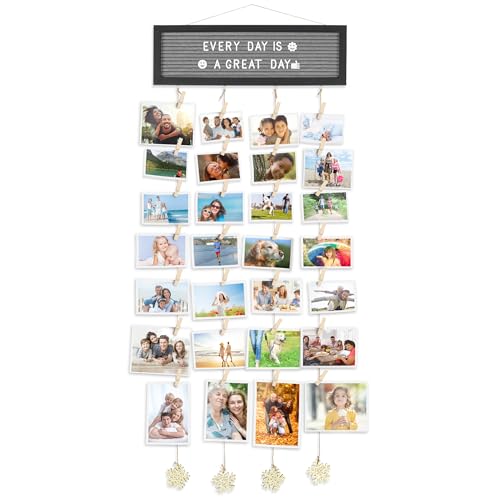 Icona Bay Picture Frames Collage Wall Decor Hanging Photo Display Frame Felt Letter Board with 340 Letters and 30 Clips - Black von Icona Bay