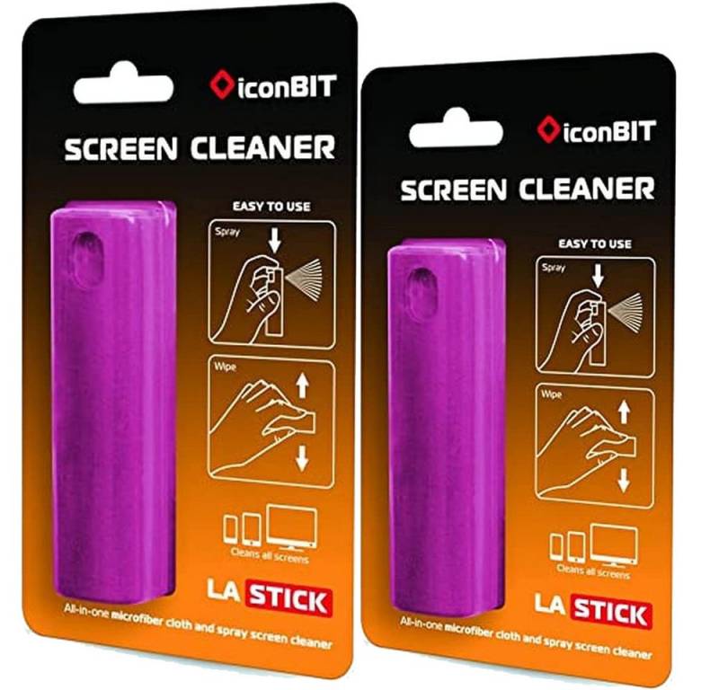 Iconbit Reinigungs-Set [2ErPack] LASTICK All-In-One Screen Cleaner – Bildschirmreiniger, (2-St), Smartphone Tablet-Notebook-oder TV-Bildschirm mit Mikrofaseroberfläche von Iconbit
