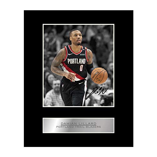 Damian Lillard Signiertes Foto mit Passepartout, Portland Trail Blazers #01 NBA gedrucktes Autogramm, Geschenk, Bild Druck von Iconic pics