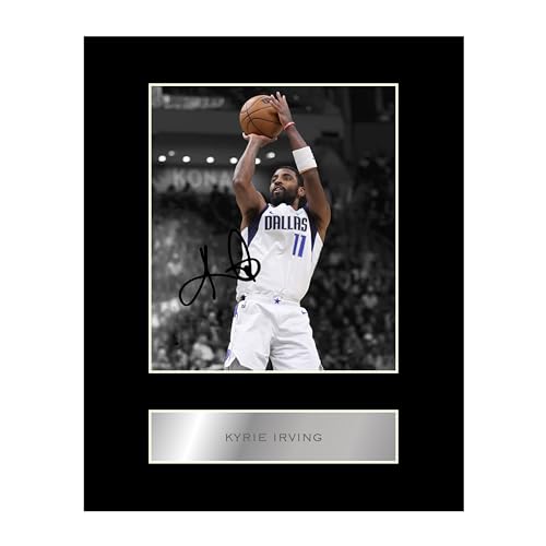 Kyrie Irving Signiertes Foto mit Passepartout, Brooklyn Nets #01 NBA gedrucktes Autogramm, Geschenk, Bild Druck von Iconic pics