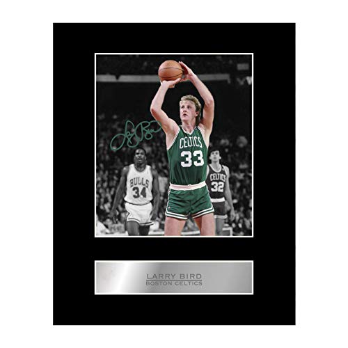 Larry Bird Signiertes Foto mit Passepartout, Boston Celtics NBA Autogramm Geschenk Bild Druck von Iconic pics