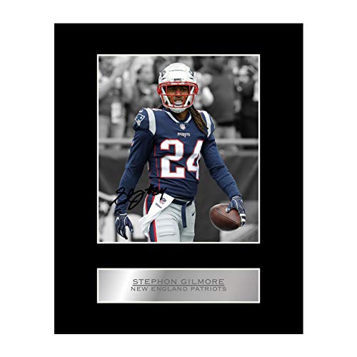 Stephon Gilmore Signiertes Foto mit Passepartout, New England Patriots #05 NFL gedrucktes Autogramm Geschenk Bild Druck von Iconic pics