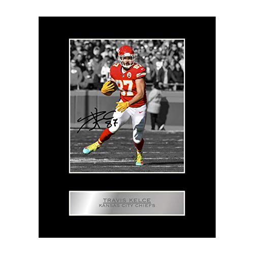 Travis Kelce signiertes Foto mit Passepartout, Kansas City Chiefs #01 NFL gedrucktes Autogramm, Geschenk, Bild Druck von Iconic pics