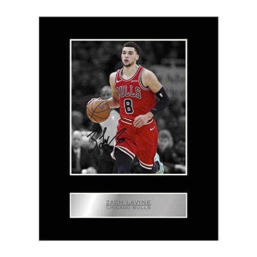 Zach LaVine Signiertes Foto mit Passepartout, Chicago Bulls #01 NBA gedrucktes Autogramm, Geschenk, Bild Druck von Iconic pics