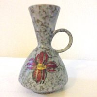 Ü - Keramik Übelacker 483/14 1960S Pottery Vase/Jug West German Mid Century Design Grey With Flower Motif von IconicVintageFinds