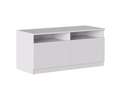 Iconico Home MIK, TV-Schrank mit Tages- und 2 Flügeltüren, mit integrierten Griffen, aus Holz, mattweiß, 120 x 44,5 x 53,5 cm von Iconico Home