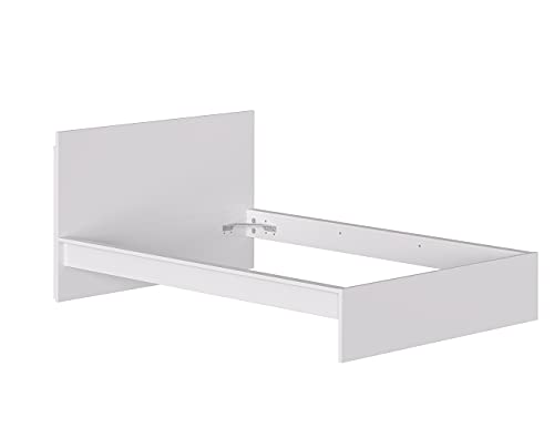 Iconico Home MIK, Doppelbettgestell mit Kopfteil, aus Verbundholz, Weiß, 160 x 200 cm von Iconico Home