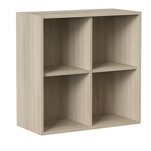 Iconico Home QBE, Wandwürfel mit 4 Fächern, Eingang, Wohnzimmer, Schlafzimmer, Jugendzimmer, Arbeitszimmer, 75 x 35 x 75 cm, Eiche von Iconico Home