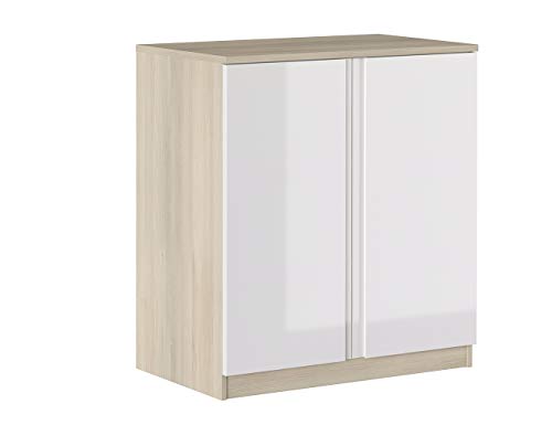 Iconico Home Schrank mit 2 Türen mit integrierten Griffen und 2 verstellbaren Einlegeböden, 80x44,5xh87 cm von Iconico Home