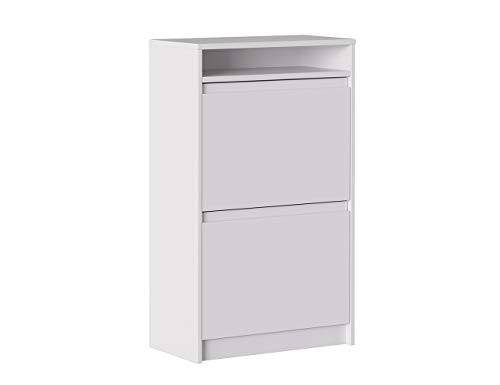 Iconico Home MIK Modern, Schuhschrank mit 2 Türen und 2 Türen mit integrierten Griffen 60x30xh99,5 cm Weiß matt von Iconico Home