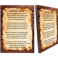 Invictus Gedicht Von William Ernest Henley Canvas Print Auf Holz, Kapitän Meiner Seele, Meister Meines Schicksals von Iconlinestore