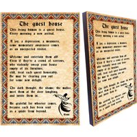 The Gästehaus Gedicht Von Rumi Alte Papier Textur Bild Leinwand Auf Holz, Jelaluddin Für Wohnkultur Geschenk, Größe 8, 3 "' X 11, 7 von Iconlinestore
