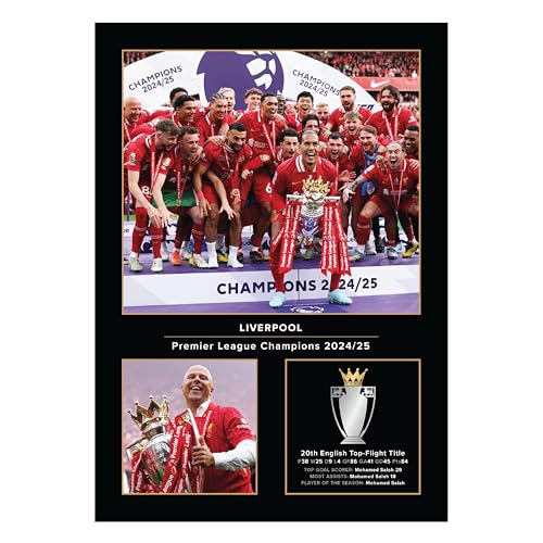 Icons Wall Art Liverpool Premier League Gewinner 2025 Champions Memorabilia 2024–2025 Saison Salah Van Dijk Slot Jota A4 gedrucktes Foto, Geschenk für LFC-Fans, digital reproduziert, ungerahmt von Icons Wall Art