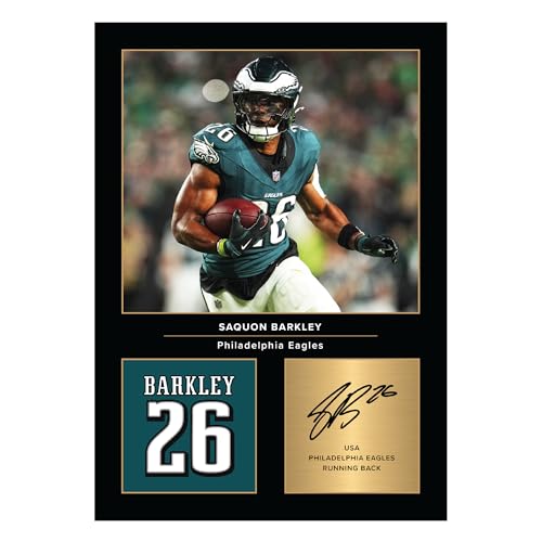 Icons Wall Art Signiertes Foto von Saquon Barkley, A4, Geschenk für American Football-Fans, digital reproduzierte Unterschrift, ungerahmt von Icons Wall Art