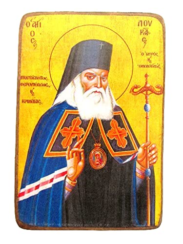 Griechisch-christlich-orthodoxe Holz-Ikone des Heiligen Lucas Lukas, A0 von IconsGr
