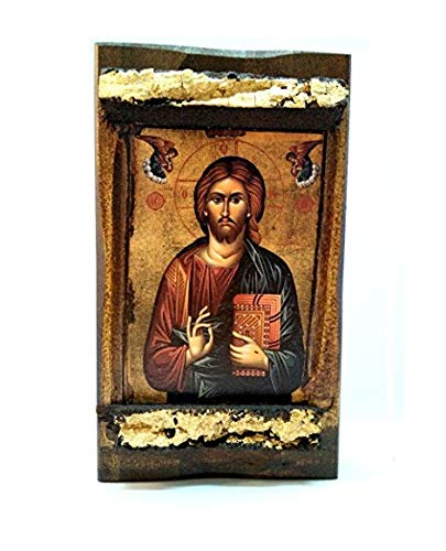 IconsGr Mp3_3 Holztafel Jesus Christus am Berg Athos, griechisch-christlich-orthodox, von Hand gefertigt von IconsGr