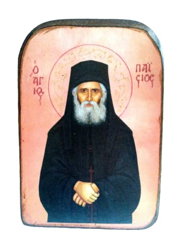 Handgefertigt aus Holz Griechisch-orthodoxe Holz Icon von Saint Ältere paisios/mp2.1 von IconsGr