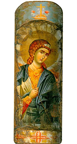 Handgefertigte Ikone des Erzengels Michael auf Leinwand, griechisch-christlich-orthodoxes Holz von IconsGr