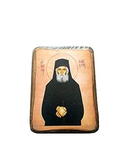 Handgemachte Ikone des griechisch-orthodoxen Altvater Paisios aus Holz A0 von IconsGr
