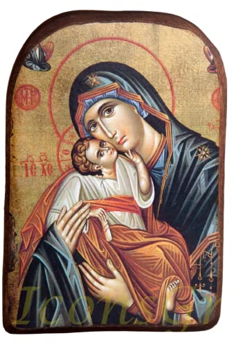 Holz Griechisch Christian Orthodoxe Holz Icon von Mutter von Jesus & Jesus/MP2 _ 6 von IconsGr