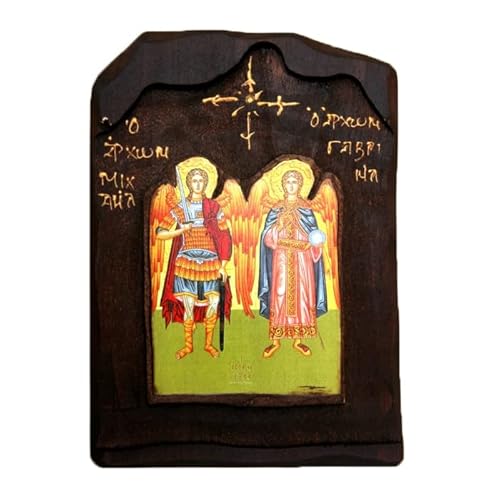 Holz Griechisch Christian-orthodoxen Holz Icon von Erzengel Michael und Gabriel/G1 von IconsGr