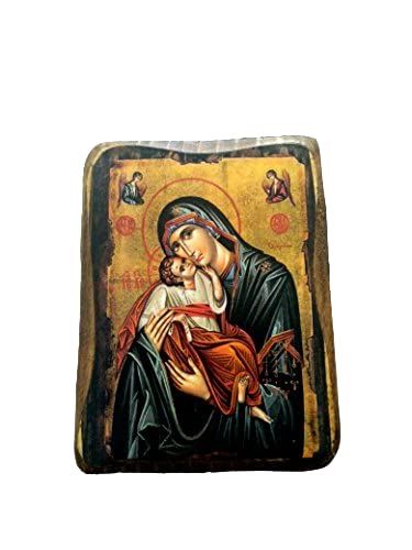 Holz Griechisch Christian-orthodoxen Holz Icon von Virgin Mary ans Jesus Christus/A0 von IconsGr