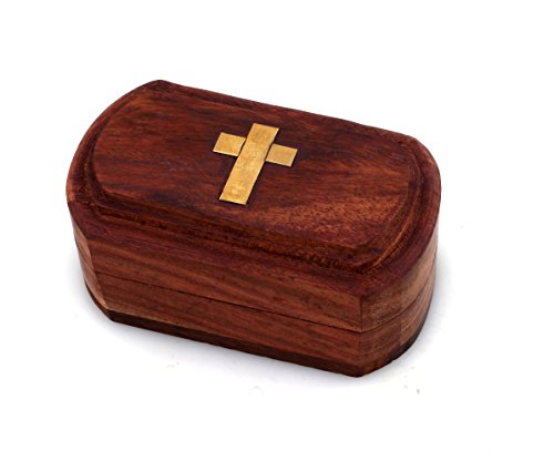 IconsGr Christlich-orthodoxe Aufbewahrungsbox aus Holz mit dekorativem Kreuz, handgefertigt, 274 von IconsGr