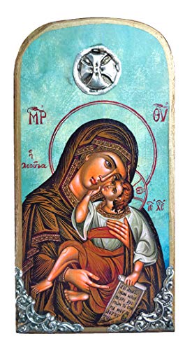 Op10 Griechisch-christlich-orthodoxe Holz-Ikone der Jungfrau Maria Mutter Jesu von Iconsgr