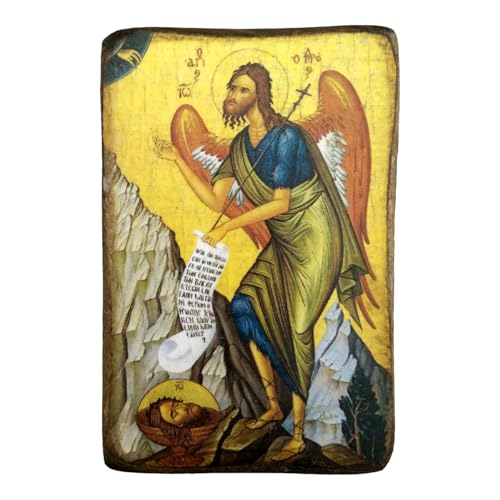 IconsGr Griechisch-orthodoxe Ikone des Heiligen Johannes des Täufers/A0, 9 cm x 7 cm, mehrfarbig von IconsGr