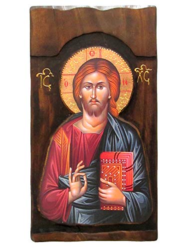 K4 Holzikone von Jesus Christus, griechisch-orthodox, Holz von IconsGr