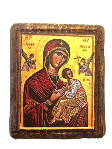 Magnet aus Holz, griechisch-christlich-orthodoxe Ikone der Jungfrau Maria, A8 von IconsGr