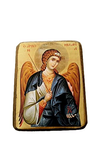 Wooden Greek Christian Orthodox Wood Icon of Archangel Michael / A0 by IconsGr von IconsGr