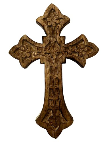 Iconsgr Handgefertigtes Holzkreuz Heilig-orthodoxes religiöses Holz geschnitztes Wandkreuz Christus Kruzifix Athos 85 von Iconsgr
