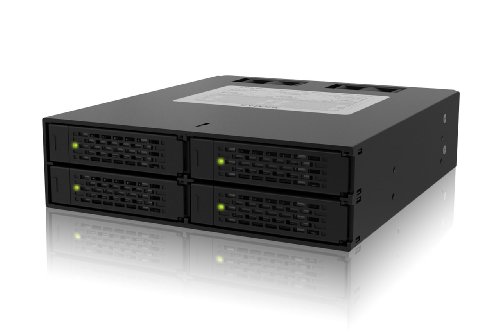 ICY DOCK Wechselrahmen für 4X 2,5 Zoll (6,4cm) SATA/SAS SSD/HDD in 1x 5,25 Zoll (13,3cm) - Vollmetall ToughArmor MB994SP-4S von ICY DOCK