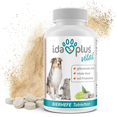 Ida Plus Bierhefe-Tabletten 120 Stück für Hund & Katze - reich an B-Vitaminen, Mineralien & Spurenelementen - glänzendes Fell, gesunde Haut & Krallen - unterstützt die Verdauung & Abwehrkräfte von Ida Plus