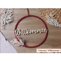 Türkranz Willkommen Mit Trockenblumen Aus Makramee - Geschenk Zum Einzug, Geburtstag Oder Weihnachten Eingangsbereich Dekoration Türdeko von IdasKreativwerkShop