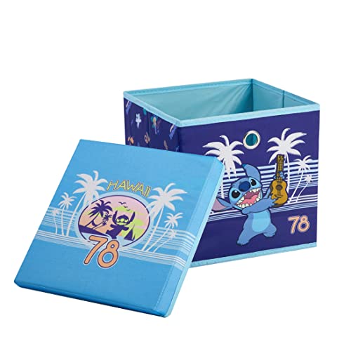 Idea Nuova Faltbarer Aufbewahrungswürfel mit abnehmbarem Deckel, ca. 25,5 x 25,5 x 25,5 cm, Stoff-Organizer für Kinderspielzeug, Kleidung und Accessoires, Schlafzimmer oder Spielzimmer, Motiv Lilo von Idea Nuova