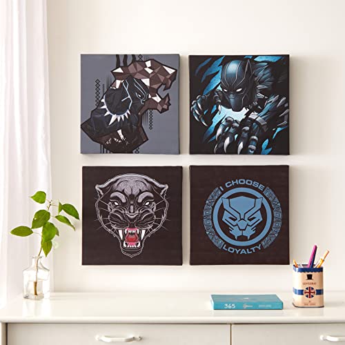 Idea Nuova Marvel Black Panther Kunstdruck auf Leinwand, quadratisch, 27,9 x 27,9 cm, 4 Stück von Idea Nuova