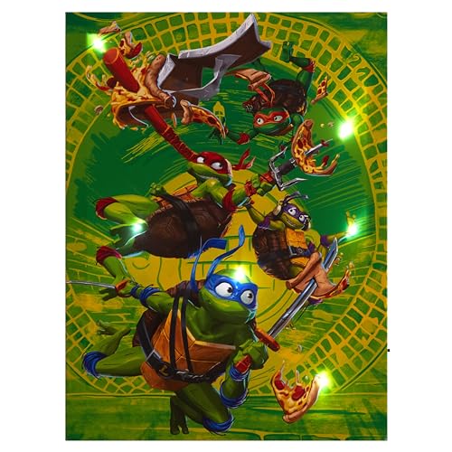 Teenage Mutant Ninja Turtles LED-Wandkunst für Kinder, beleuchtete Leinwanddekoration mit Haken zum Aufhängen, batteriebetriebenes Nachtlicht für Kleinkinder und Kinderzimmer oder Spielzimmer Teenage Mutant Ninja Turtles LED-Wandkunst für Kinder, beleuchtete Leinwanddekoration mit Haken zum Aufhängen, batteriebetriebenes Nachtlicht für Kleinkinder und Kinderzimmer oder Spielzimmer von Idea Nuova