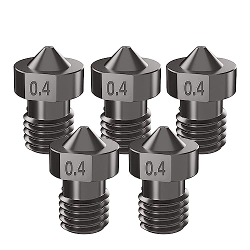 IdeaFormer 5 Stück V6 Nozzle Gehärtetem Stahl Düse 0,4MM, 3D Drucker Hardened Steel V6 Extruder Nozzle für Anycubic i3 Mega/S/X/Pro/Kobra Neo/Go/für Prusa i3 MK3 von IdeaFormer