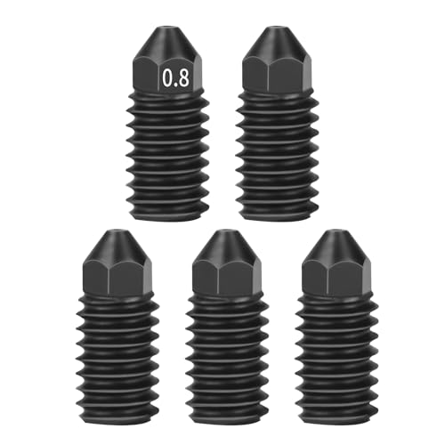 IdeaFormer 5Pcs 0.8mm A1/A1 Mini Nozzle Gehärteter Stahl Düse für Bambulab A1/A1 Mini, Extruder Hotend Hardened Steel Nozzles für Bambu Lab A1/A1 Mini 3D Drucker Düsen von IdeaFormer