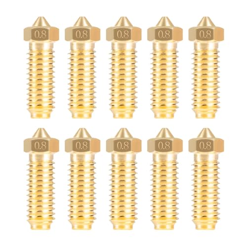 IdeaFormer 10 Stück 0,8mm Messing Düsen für Anycubic Kobra 3/Kobra 3 Combo/Kobra S1/Kobra S1 Combo, 3D Drucker Extruder Hotend Brass Nozzle für Kobra 3 Zubehör von IdeaFormer