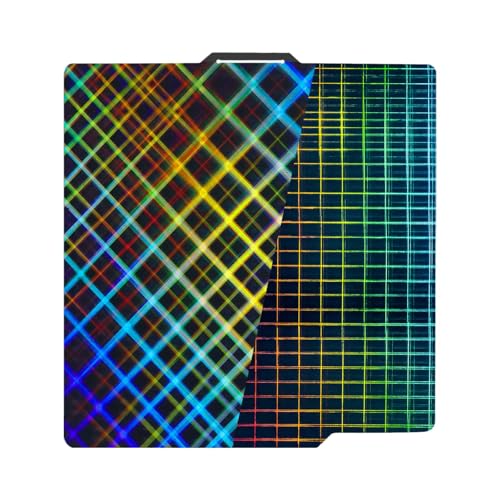 IdeaFormer Smooth Rainbow Mesh+Plaid PES Druckplatte Bambu Lab X1/X1C/X1E/P1P/P1S/A1, Smooth PES Spring Steel Platte Federstahl Druckbett für Bambus Lab 257x257mm von IdeaFormer
