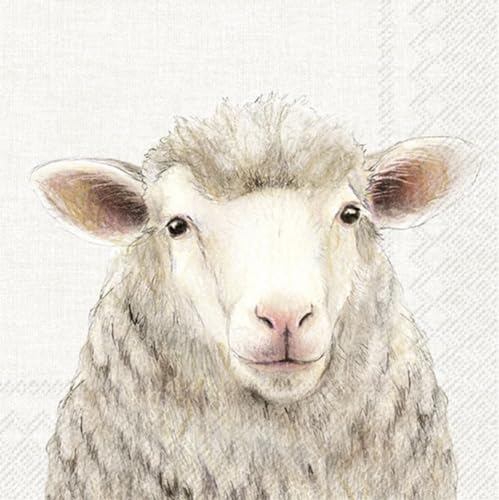 IHR Ideal Home Range - Papierservietten FARM SHEEP cream - Schaf 20 St. Lunch-Servietten 33 cm x 33 cm von Ideal Home Range