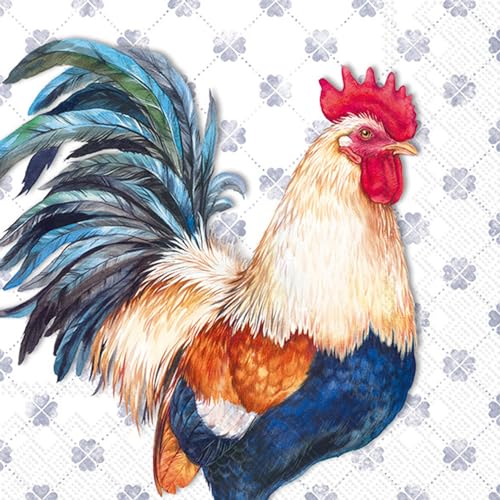 IHR Ideal Home Range - Papierservietten Motiv: ALBERT ROOSTER - Hahn 20 St. Lunch-Servietten 33 cm x 33 cm von Ideal Home Range