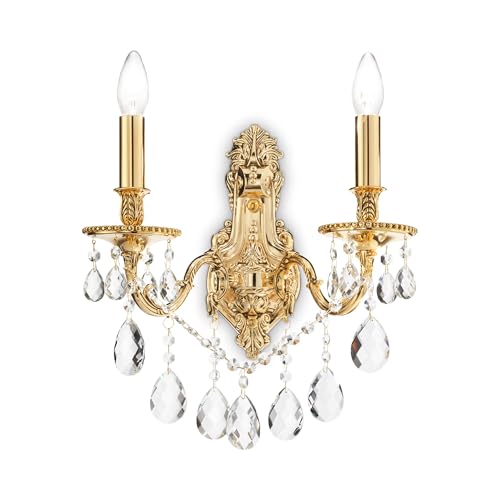 Ideal Lux GIOCONDA AP2 Suitable for Indoor Use E14 gold – Wall Lighting (Surfaced, Living Room, Gold, Glass, Metal, IP20, transparent) von Ideal Lux
