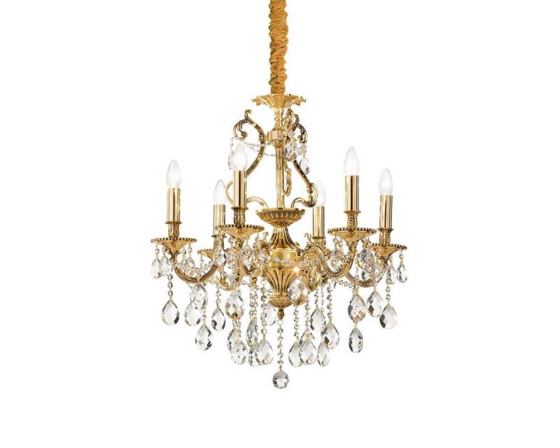 Ideal Lux Kronleuchter Gioconda SP6 Kronleuchter 6-flammig, Gold, Ø: 62 cm, LED wechselbar, Hängeleuchte von Ideal Lux